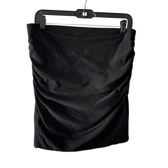 James Perse Ruched Asymmetrical Tulip Bandage Stretch Mini Skirt Black Size L - Picture 4 of 9